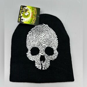 Funny Bones Glo-Hat Beanie Unisex Glow-In-The-Dark Fingerprint Skull Hat